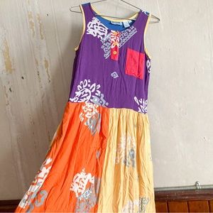 Vintage 90s Y2K Colorful Vacation Wear Summer Dress Hawaiian Beachy Clowncore